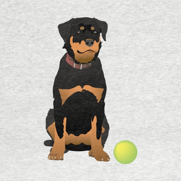 Friendly Rottweiler with Green Ball by NorseTech